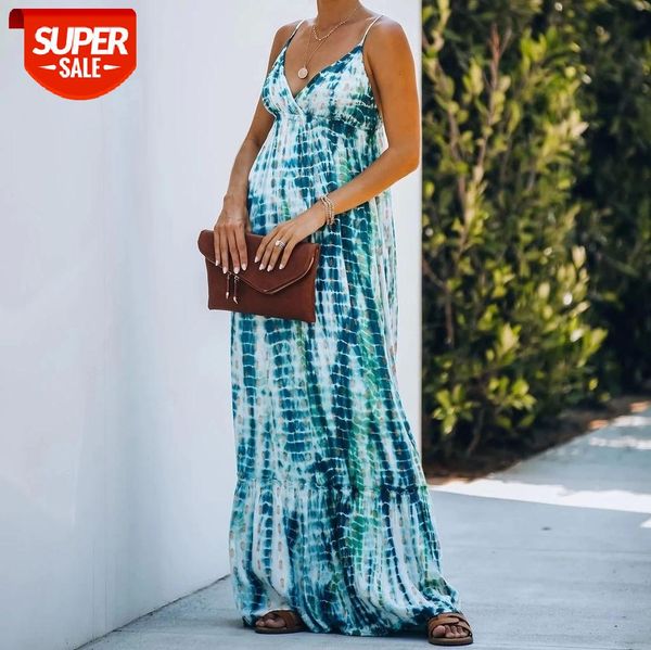 

2020 green bohemian tie-dyed bikini cover-ups spaghetti strap summer beach dress cotton tunic women swimsuit cover up a453 #bu2l, Black;gray