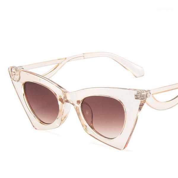 

sunglasses cat eye fashion luxury women 2021 curved legs retro modern wear shades glasses gafas de sol mujer, White;black