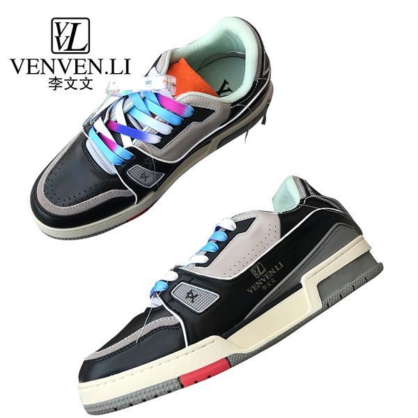 

2022new french vvl shoes original skull head rivet paint point punk style men's shoes leather flat bottom inner wool counter quality, Black
