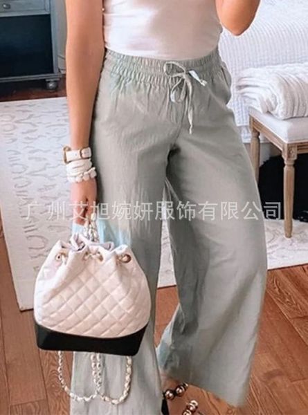 

cotton and linen casual pants, Black;white