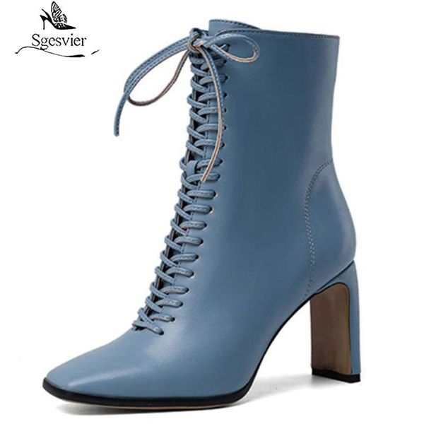 

boots sgesvier size 34-43 women ankle fashion cross strap high heel winter shoes woman zipper office lady street footwear, Black