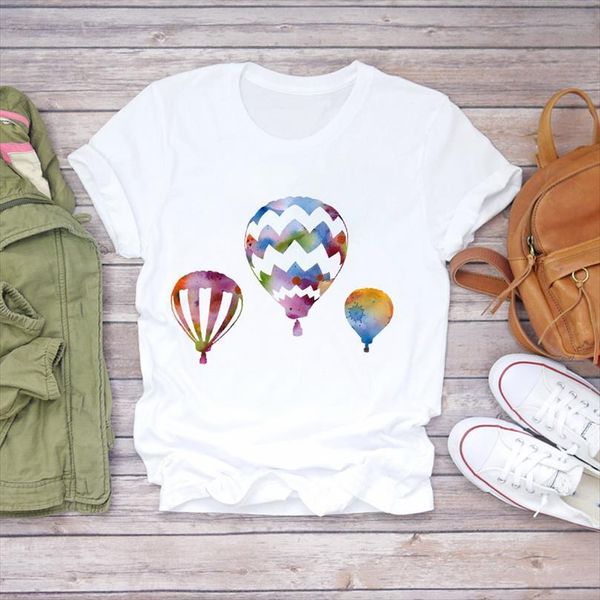 

and women cartoon balloon mens t shirts travel cute womens printing fashion ladies print lady graphic female tee, White;black