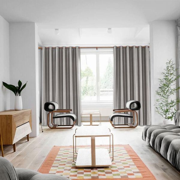 

curtain & drapes lucas grommet panels solid polyester cotton silk window drapery for rod in living room chadmade (1 panel)