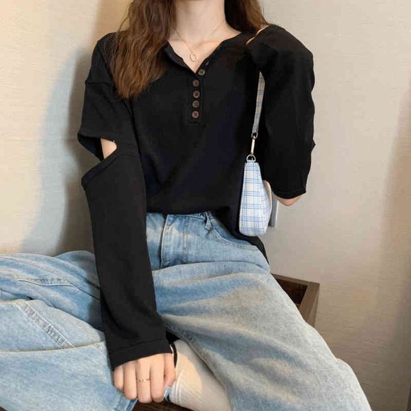

polos ytx390 spring autumn loosely korean design and versatile long-sleeve shirt, White