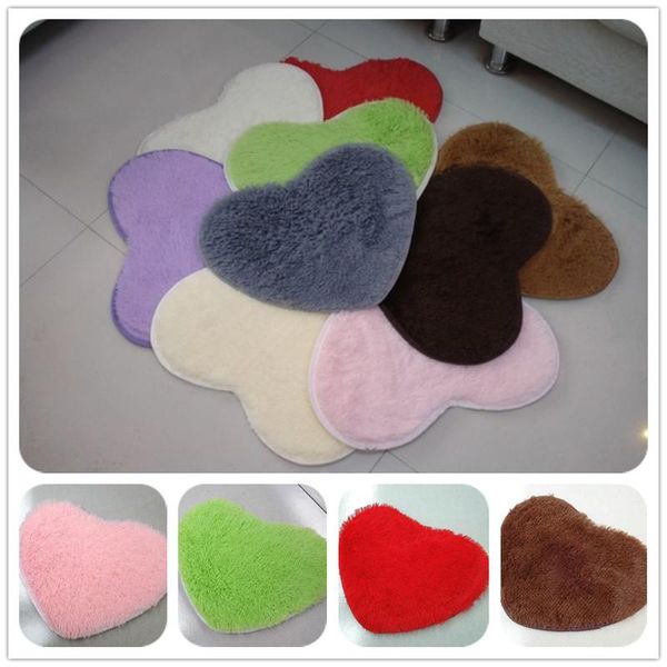

carpets non-slip bathroom mats 16 colors solid color heart-shaped carpet floor mat for living room home wedding decor doormat