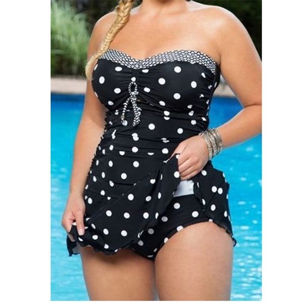 

summer bikini plus plus-size swimwear for women fresh and large polka dots two-piece swimsuit ladies 210730, White;black