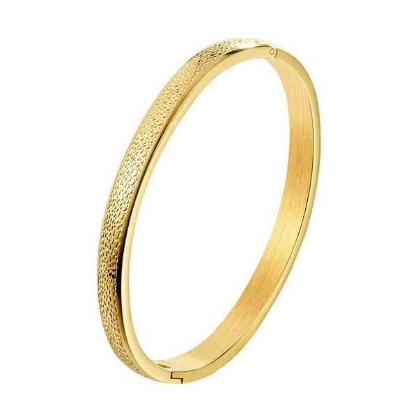 Top Qualeza Bonita Bump Ponto Curvo Pulseira Pulseira Para Casais Aço Inoxidável Chapeamento De Ouro Bangle Preço Atacado Q0717