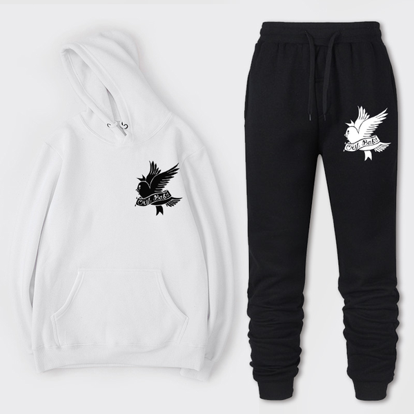 

men's tracksuits rip lil peep sudadera con capucha conjuntos de para hombre/mujer invierno clido polar sudaderas + pantalones trajes hi, Gray