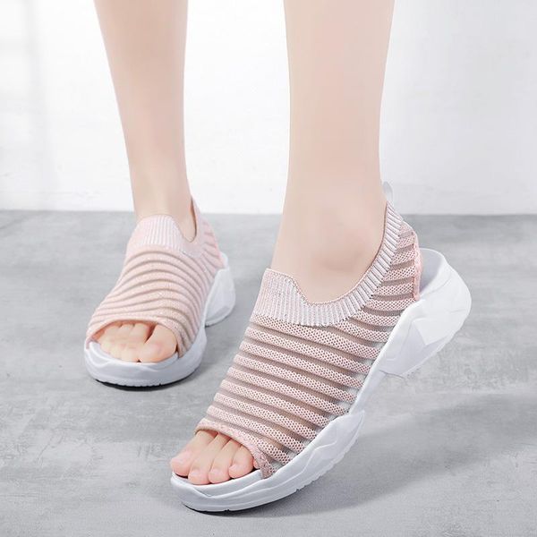 

sandals 2021 wedge women shoes summer gladiator open toe elastic female casual women's, Black