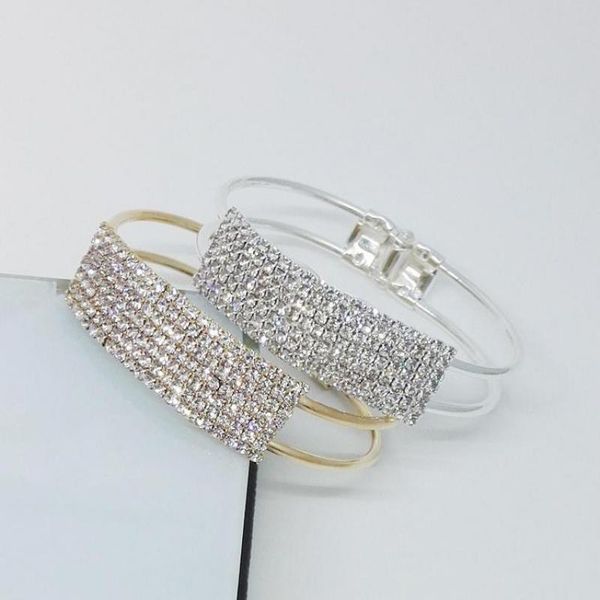 

bangle fashion crystal stretch shine bracelets for women layered chain bangles bling wristb girlsfriend wedding bridal gifts, Black