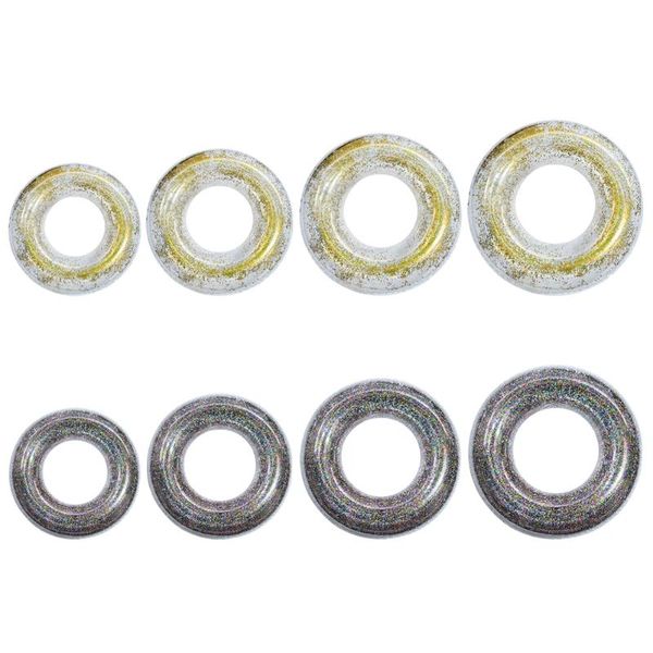 

life vest & buoy transparent sequins pvc inflatable swimming ring floating pool glitter thick circle lifebuoy water play toy