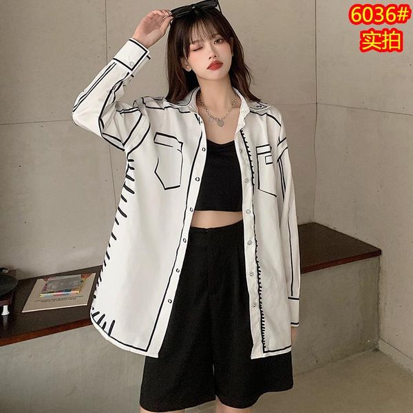 

women's jackets zhao chenchen's graffiti white shirt line design, Black;brown