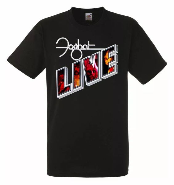 

foghat live black mens t-shirt men rock band tee shirt, White;black