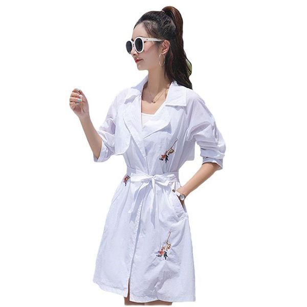 

women's trench coats plus size sun protection clothing women thin coat sandy beach anti-uv cardigan lady summer windbreaker overcoat, Tan;black