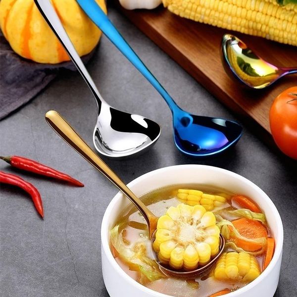 

spoons kitchen tools 1 pcs 304 stainless steel spoon family soup cooking creative