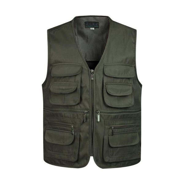 

men's vests 2021 men multi-pocket classic waistcoat male sleeveless unloading solid coat work vest pographer tactical mesh jacket, Black;white