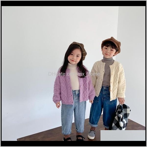 Strickjacke Babykleidung Baby Kinder Mutterschaft Drop Lieferung 2021 Koreanischer Stil Kinder Mode Gestrickte Twisted Warm 3 Farben Pullover Jungen und G