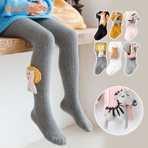 Bear líder meninas crianças casual primavera leggings moda outono bebê menina dos desenhos animados apliques calças bebidas doces roupas coreanas 210708