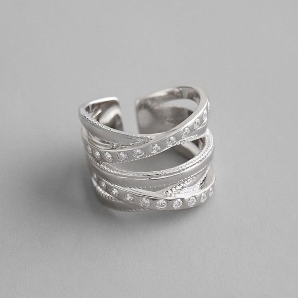 

wedding rings 100% 925 sterling silver multi-layer crystal for women anillos mujer, fashion ring bijoux femme friendship jewelry, Slivery;golden