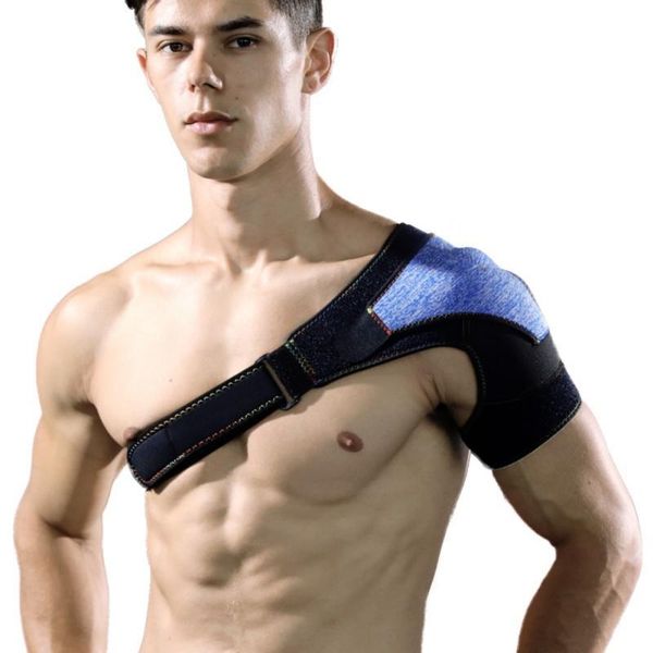 

back support adjustable bandage protector reinforced functional-training-equipment single shoulder strap, Black;blue