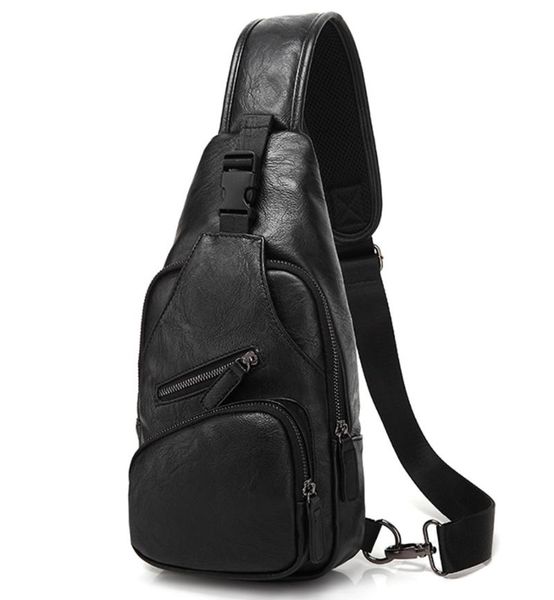 

backpack men pu leather sling rucksack travel trend riding fahion casual cross body shoulder chest bag