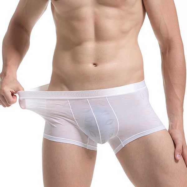 

underwear underpants men's lips boxers breathable u convex thin sexy, Black;white