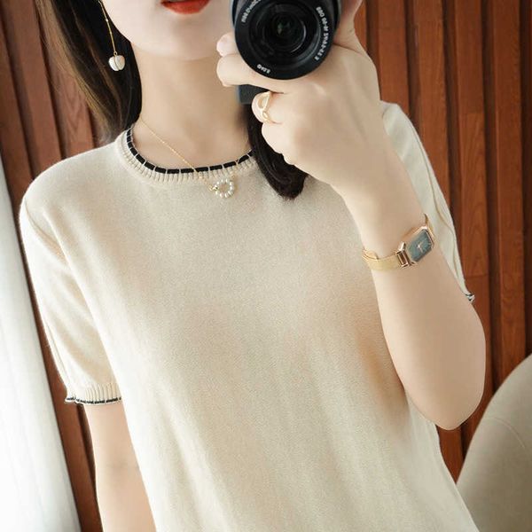 

blusas blouses femme short sleeve women knit blouse women blusas mujer de moda knitted blouse shirt shirts e831 210602, White