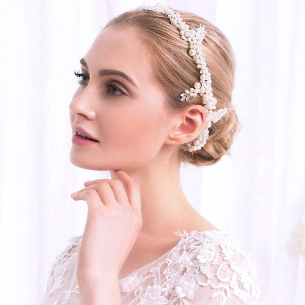 

hair clips & barrettes handmade simulated pearls hairbands bridal women wedding vines accessories silver color crystal headbands jewelry, Golden;silver
