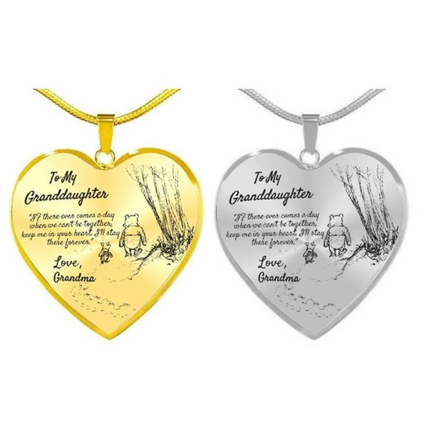 

to my daughter heart necklace pendant neckchain bear gifts for from love mom dad birthday gift jewelry necklaces, Silver