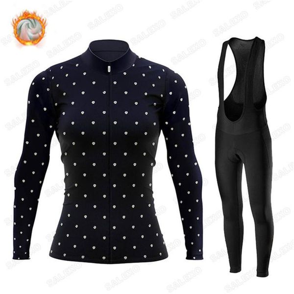 

cycling jersey pro winter road bike thermal fleece clothing mtb bib pants women's ropa ciclismo triathlon racing sets, Black;blue