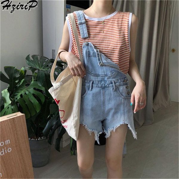 

women's shorts hzirip 2021 summer washed jeans light blue solid women fashion overalls worn out denim short casual loose sashes hole, White;black