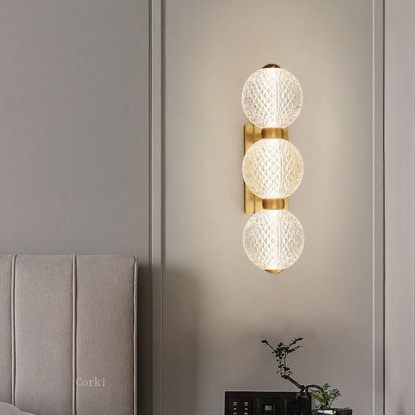 

wall lamp modern copper acrylic led light for living room restaurant dining bedroom beside decor lighting fixture