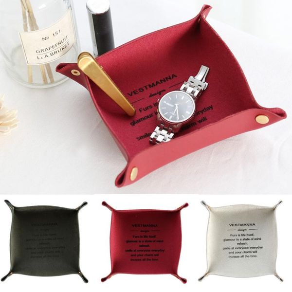 

storage boxes & bins mini leather jewelry organizer foldable tray valet key phone coin box