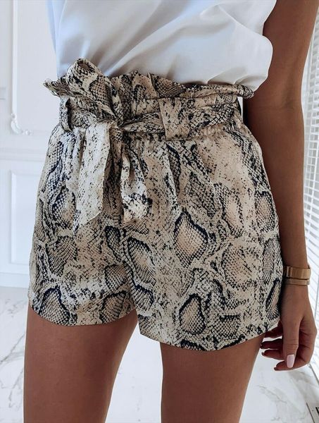 

fashion high waist belt women shorts snake summer casual dungaree, White;black