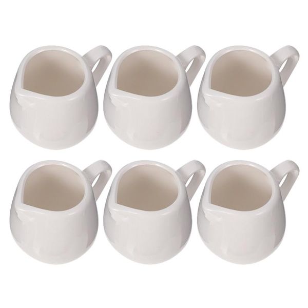 

spoons 6pcs household ceramic storage jugs sauce containers (white)