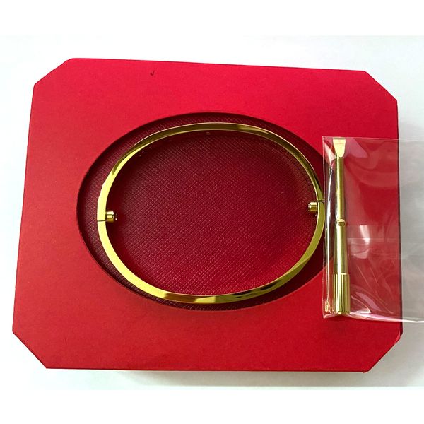 Moda 316L Hot Titanium aço Love parafuso Bangles marca com chave de fenda de pedra cz pulseiras para mulheres homens pulseiras com caixa original