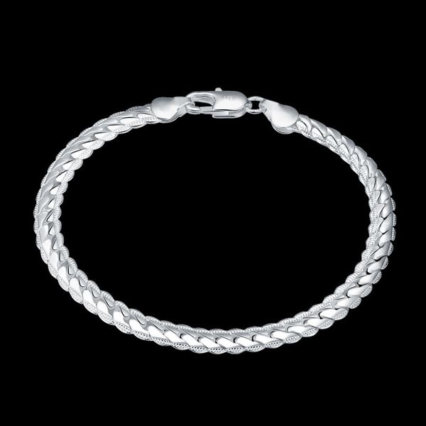 

hand catenary women's silver plated jewelry 5mm side chain lace bracelet, Black