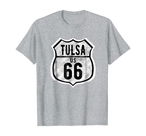 

tulsa oklahoma historic route 66 distressed graphic t shirt, White;black