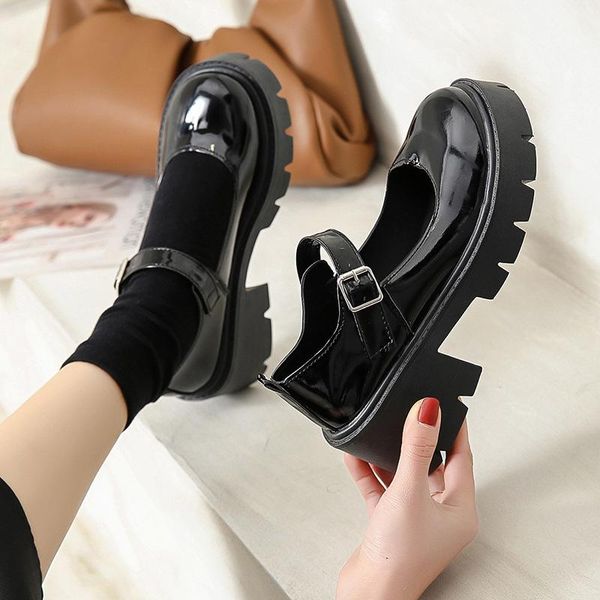 

dress shoes lolita women japanese style vintage soft sister girls high heels waterproof platform college student costume, Black