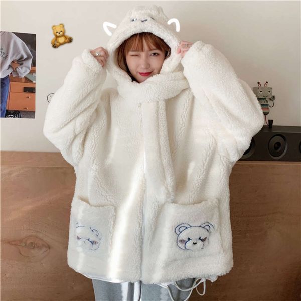 

cotton clothes cotton sense of winter loose thickened lamb wool coat women's fashion, Black