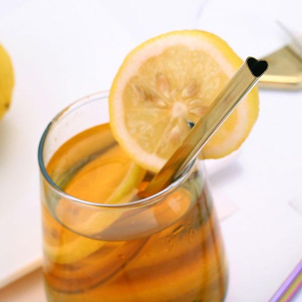 

drinking straws 1pcs stainless steel heart-shaped straw reusable set bubble eco-friendly pearl milkshake