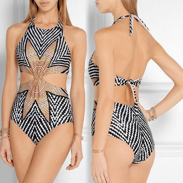 Damen-Bademode, Sommer-Stil, Bikini-Anzug, schwarz-weiß gestreift, Dekoration, Strand-Badeanzug