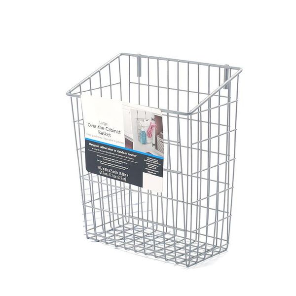 

bathroom shelves metal wire hanging over door kitchen storage organizer basket trash can hangs cabinet doors for bags ect tools
