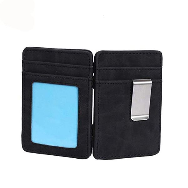

the wallet creative leather men's metal rfid cowhide magic wallet, Black