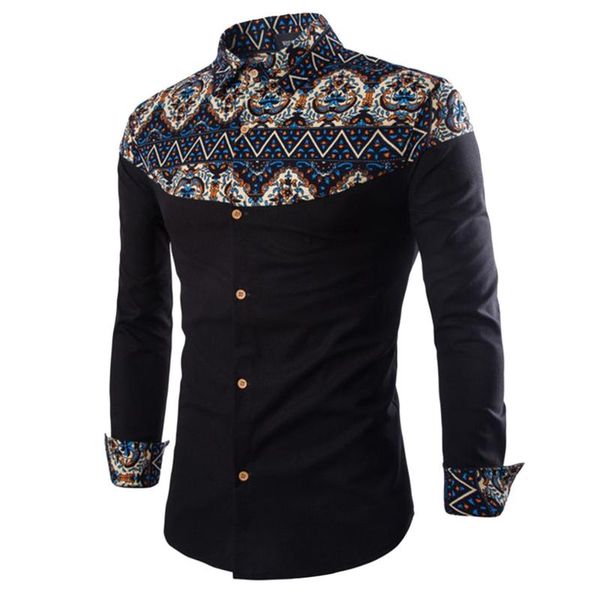 

men's casual shirts black shirt hawaiian print long sleeve for men pointed collar button up cardigan harajuku chemise homme, White;black