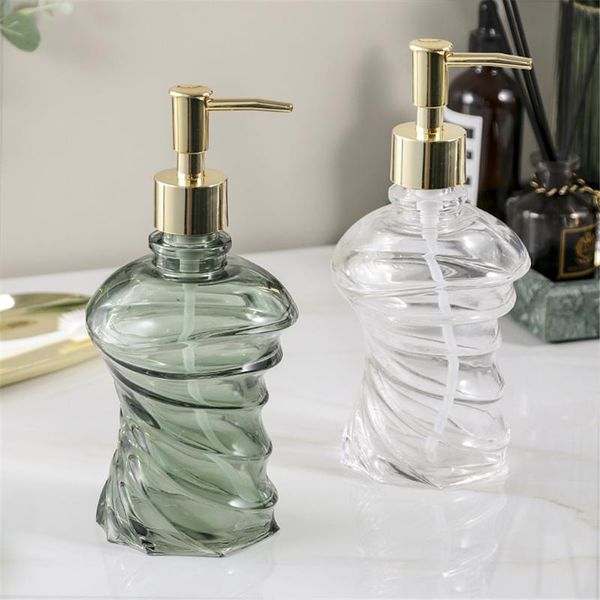 

liquid soap dispenser 390ml green transparent glass hand sanitizer bottle bathroom accessories shower gel shampoo empty sub-bottling