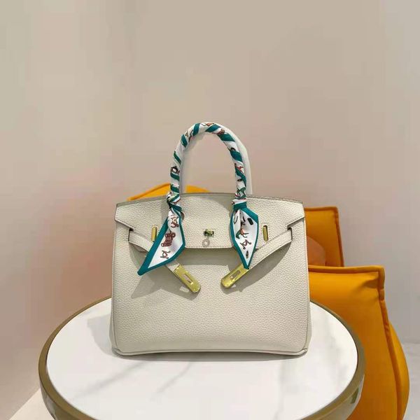 

huapanda home 2021 new 30cm litchi pattern leather portable shoulder bag large capacity versatile