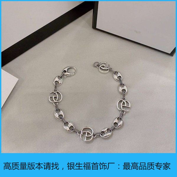 

gujia's new s925 silver fashion men's and women's couple style bracelet, Black