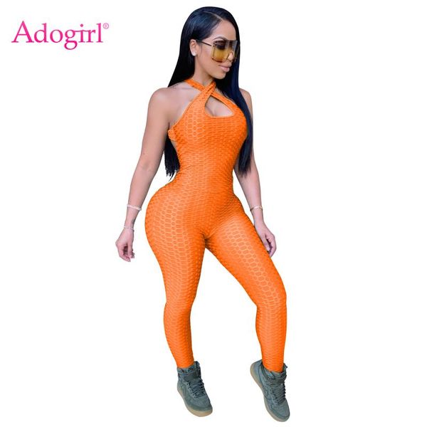 

women's jumpsuits & rompers adogirl casual solid twist halter jumpsuit sleeveless backless bodycon romper fashion sporty playsuit 2021, Black;white