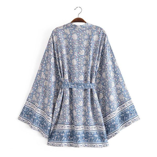 

women's swimwear print floral women kimono beach wear big sleeve oversized bikino cover up bohemian holiday vintage cardigan sashes, White;black